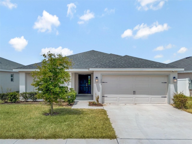 1159 Mountain Flower Ln, Davenport, FL 33837 - ranch-style house with a shingled roof, concrete driveway, a garage, and stucco siding
