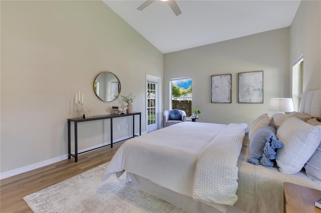 2024 Flaming Arrow Ct, Fern Park, FL 32730 - bedroom featuring high vaulted ceiling, wood finished floors, and ceiling fan