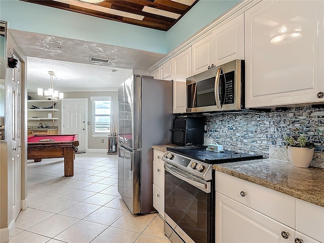 2055 S Atlantic Ave Unit 1410, Daytona Beach Shores, FL 32118 - kitchen with appliances with stainless steel finishes, light tile patterned flooring, and white cabinets
