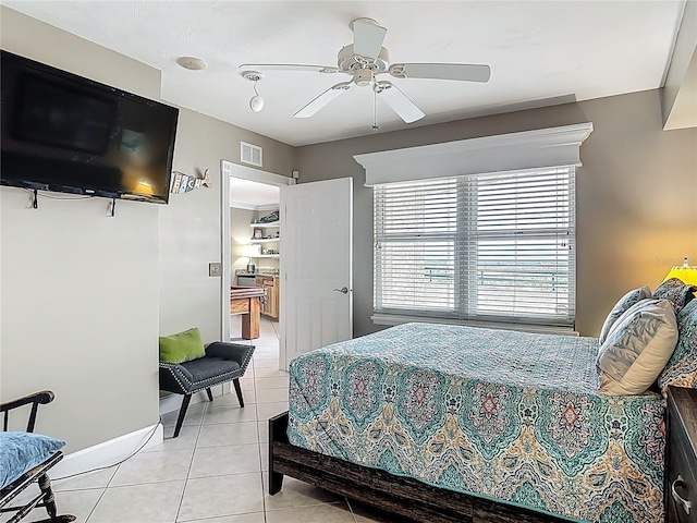 2055 S Atlantic Ave Unit 1410, Daytona Beach Shores, FL 32118 - bedroom featuring light tile patterned flooring and a ceiling fan