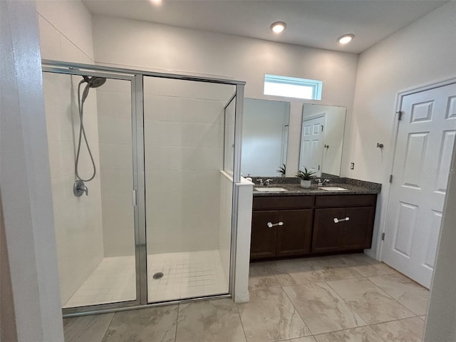 2824 Neverland Dr, New Smyrna Beach, FL 32168 - full bathroom featuring a shower stall and double vanity