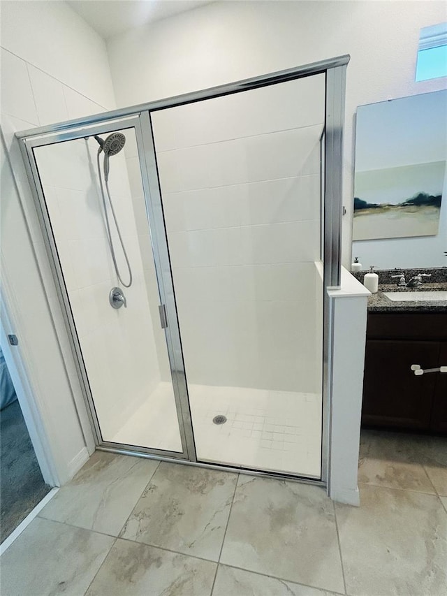 2824 Neverland Dr, New Smyrna Beach, FL 32168 - bathroom with a shower stall and vanity