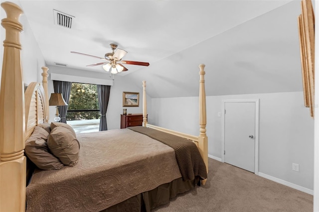 4702 Shorecrest Dr, Orlando, FL 32817 - bedroom featuring carpet, vaulted ceiling, and a ceiling fan