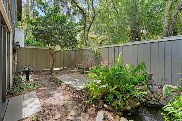 4702 Shorecrest Dr, Orlando, FL 32817 - fenced backyard featuring a patio and a small pond