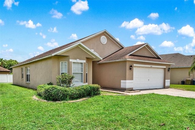 2713 Eagle Glen Cir, Kissimmee, FL 34746 - ranch-style home with stucco siding, a garage, driveway, and roof with shingles