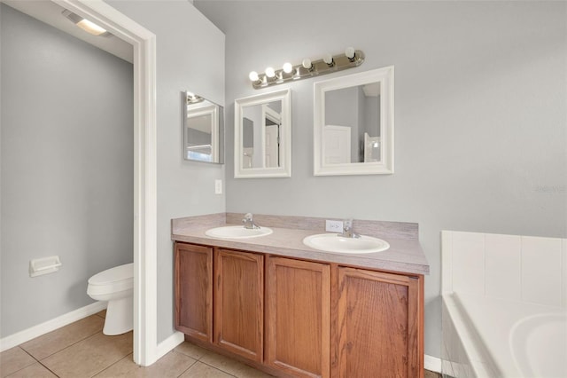 2713 Eagle Glen Cir, Kissimmee, FL 34746 - bathroom with double vanity, tile patterned floors, and a bath