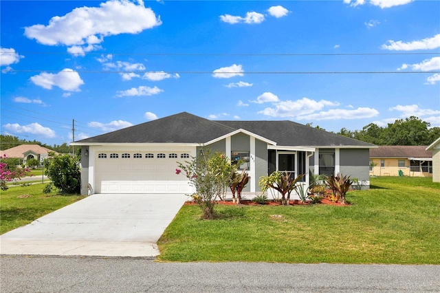 845 Valnera Ct, Kissimmee, FL 34758 - ranch-style house with a garage, a front yard, stucco siding, and concrete driveway