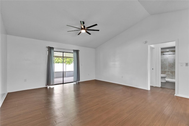 845 Valnera Ct, Kissimmee, FL 34758 - empty room with lofted ceiling, ceiling fan, and wood finished floors