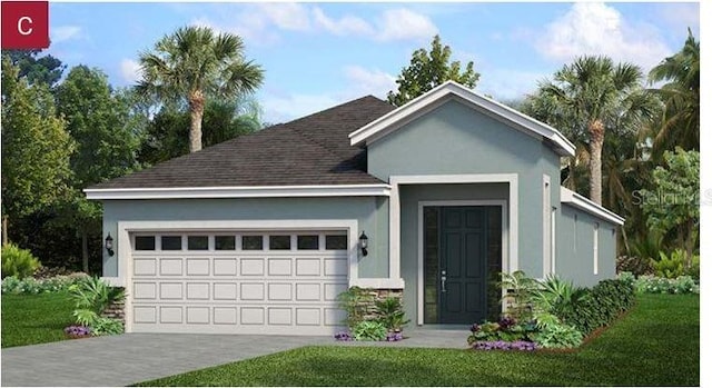 1214 Atlantic Ave, Fruitland Park, FL 34731 - single story home with a garage, stucco siding, a shingled roof, and driveway