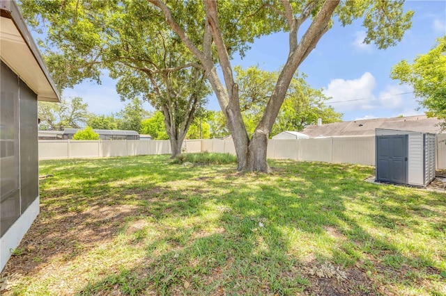 879 Tamerlane St, Deltona, FL 32725 - fenced backyard featuring a shed