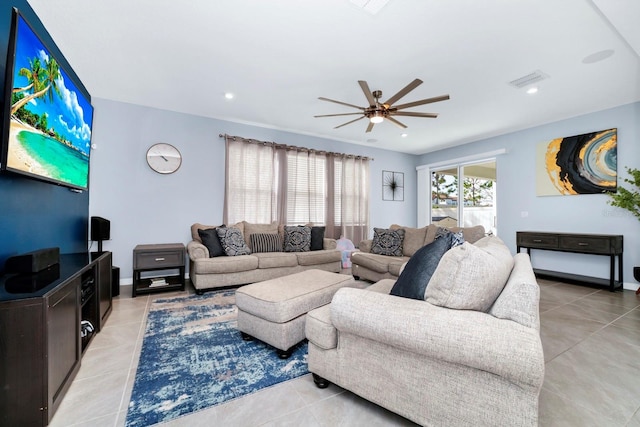 609 Big Pine Ave, Minneola, FL 34715 - living area featuring ceiling fan and light tile patterned floors