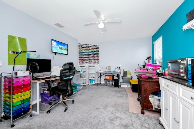 609 Big Pine Ave, Minneola, FL 34715 - carpeted office space featuring a ceiling fan