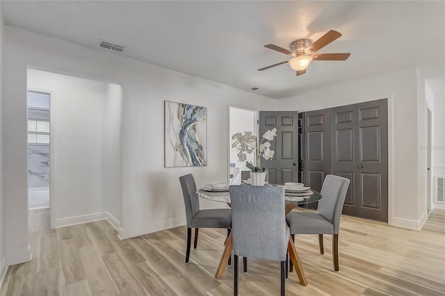 1921 Heathwood Dr, Winter Park, FL 32792 - dining room with a ceiling fan and light wood finished floors