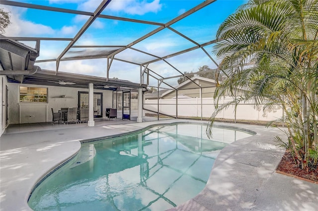 1921 Heathwood Dr, Winter Park, FL 32792 - view of pool featuring a patio, ceiling fan, and glass enclosure