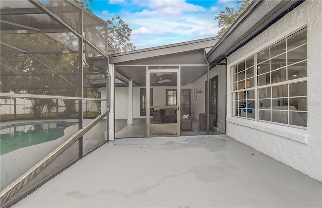 1921 Heathwood Dr, Winter Park, FL 32792 - view of patio featuring a ceiling fan and an outdoor pool