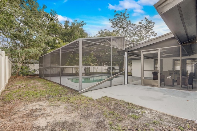1921 Heathwood Dr, Winter Park, FL 32792 - view of swimming pool with a patio, a fenced backyard, and glass enclosure