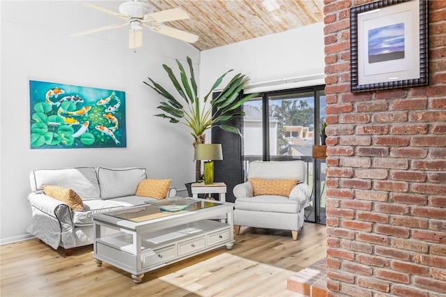 1051 S Highland St Unit 7D, Mount Dora, FL 32757 - living room with ceiling fan, light wood-style floors, and wood ceiling