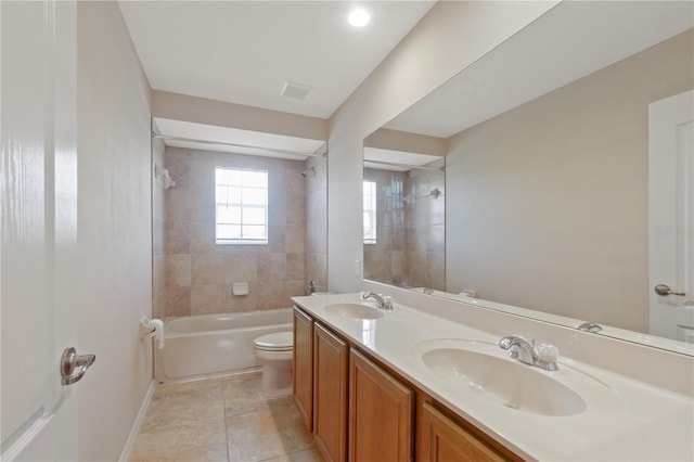 5819 Covington Cove Way, Orlando, FL 32829 - full bathroom featuring shower / bathtub combination, double vanity, and tile patterned flooring