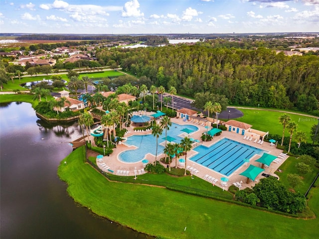5819 Covington Cove Way, Orlando, FL 32829 - drone / aerial view of a pool area and a nearby body of water
