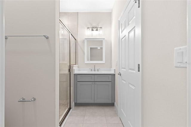 12258 SW 76th Ln, Dunnellon, FL 34432 - full bath featuring a stall shower, vanity, and tile patterned flooring