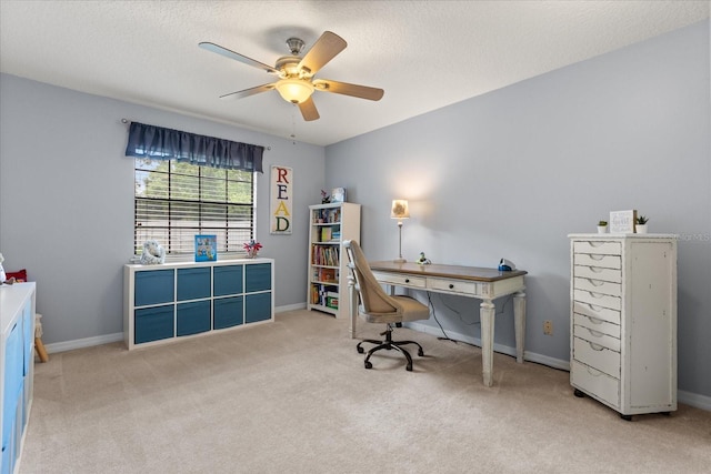 548 Timber Ridge Dr, Longwood, FL 32779 - office with light colored carpet, ceiling fan, and a textured ceiling