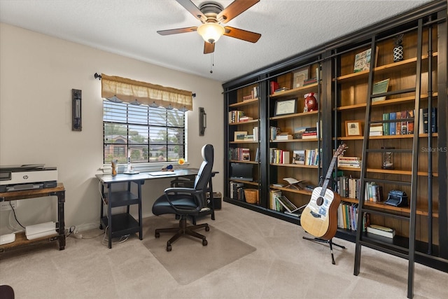 548 Timber Ridge Dr, Longwood, FL 32779 - home office with carpet, ceiling fan, and a textured ceiling
