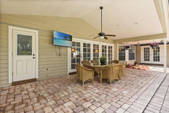 548 Timber Ridge Dr, Longwood, FL 32779 - view of patio featuring ceiling fan, outdoor dining area, and french doors