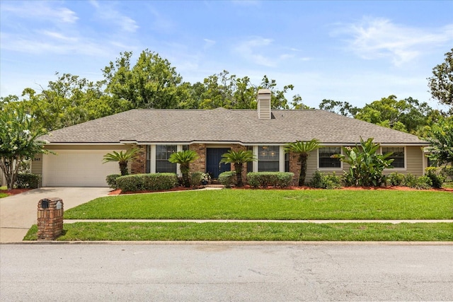 548 Timber Ridge Dr, Longwood, FL 32779 - single story home with concrete driveway, a garage, a front yard, and a chimney