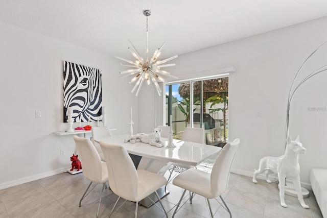 2355 White Lilly Dr, Kissimmee, FL 34747 - dining space with a chandelier and light tile patterned flooring
