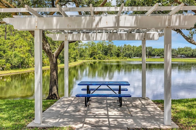 3706 Andover Cay Blvd, Orlando, FL 32825 - dock featuring a pergola and a water view