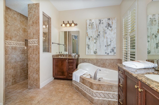 336 Highcroft Ct, Lake Mary, FL 32746 - full bath featuring a bath, two vanities, walk in shower, and tile patterned floors