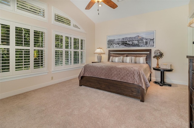336 Highcroft Ct, Lake Mary, FL 32746 - carpeted bedroom featuring high vaulted ceiling and a ceiling fan
