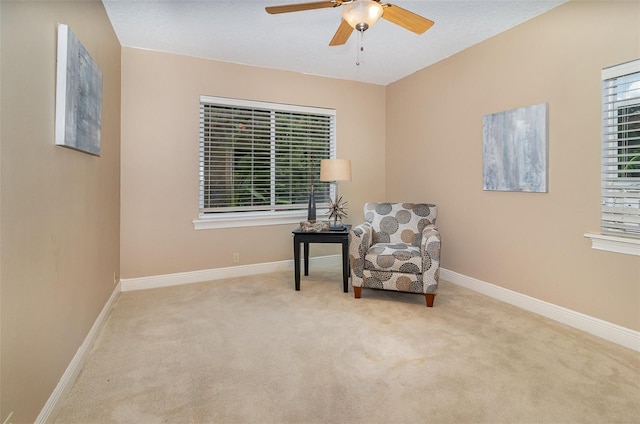 336 Highcroft Ct, Lake Mary, FL 32746 - sitting room featuring a ceiling fan, carpet, and plenty of natural light