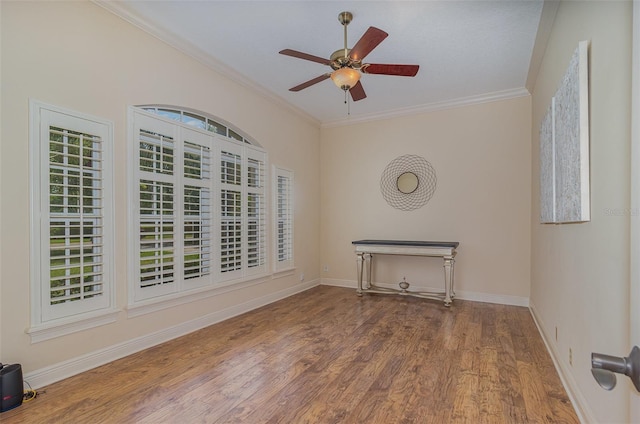 336 Highcroft Ct, Lake Mary, FL 32746 - spare room featuring crown molding, a ceiling fan, and wood finished floors