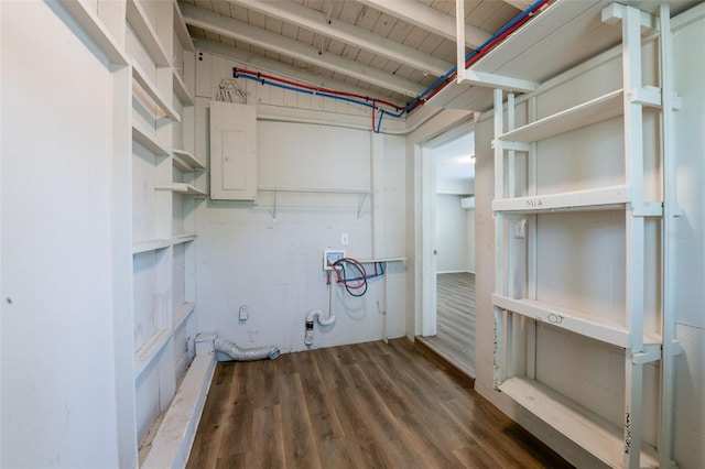 5908 Laconia Rd, Orlando, FL 32808 - laundry room featuring hookup for a washing machine, electric panel, and wood finished floors