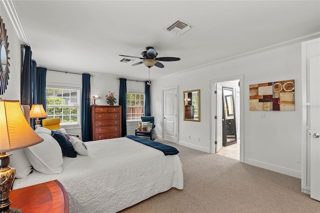 2312 S Summerlin Ave, Orlando, FL 32806 - bedroom featuring carpet flooring, a ceiling fan, and crown molding