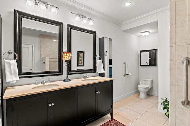 2312 S Summerlin Ave, Orlando, FL 32806 - bathroom with double vanity, crown molding, and tile patterned floors