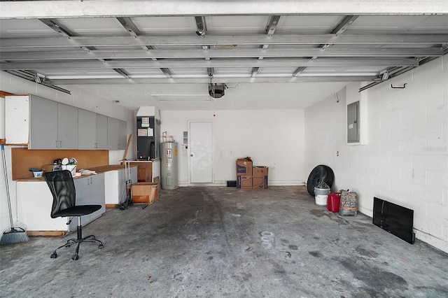 979 Mayfair St, Eustis, FL 32726 - garage with a garage door opener, electric water heater, electric panel, and heating unit