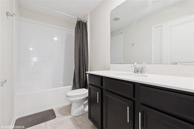 8955 Fluffy Lie Ct, Davenport, FL 33896 - bathroom featuring vanity, shower / bathtub combination with curtain, and tile patterned floors