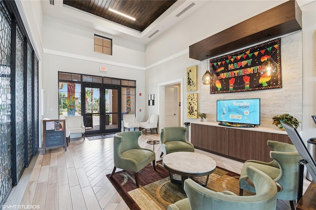 8955 Fluffy Lie Ct, Davenport, FL 33896 - building lobby with a towering ceiling and wooden ceiling