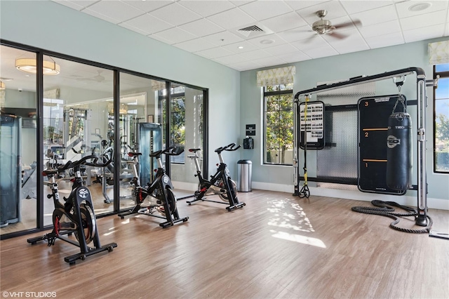 8955 Fluffy Lie Ct, Davenport, FL 33896 - workout area featuring wood finished floors and a drop ceiling