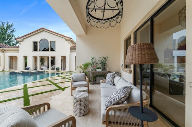 3426 Cocard Ct, Windermere, FL 34786 - balcony featuring outdoor lounge area, view of pool, and area for grilling