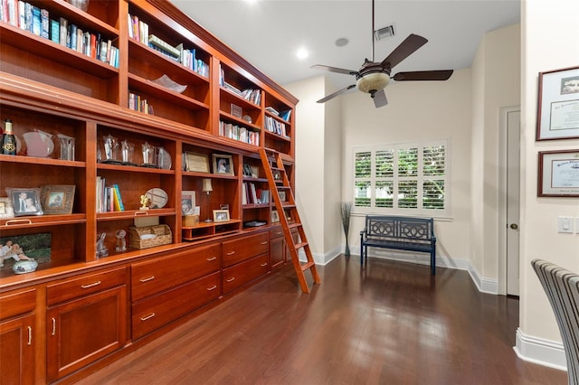 3426 Cocard Ct, Windermere, FL 34786 - living area with a ceiling fan and dark wood-style floors