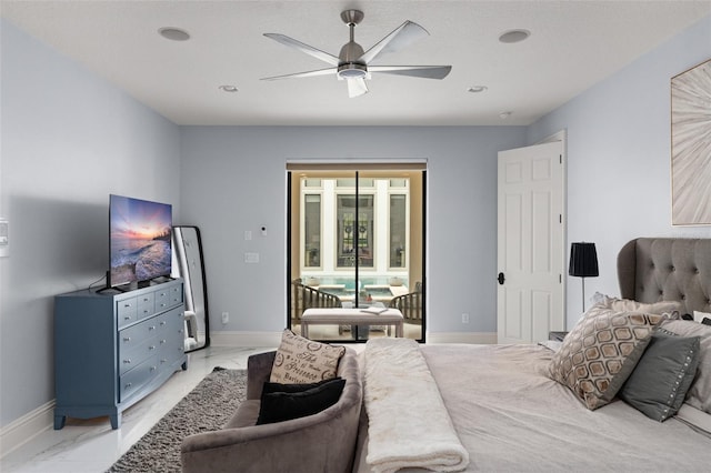 3426 Cocard Ct, Windermere, FL 34786 - bedroom with light marble finish floors, recessed lighting, and a ceiling fan