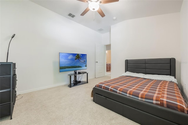 2782 Cedar Knoll Dr, Apopka, FL 32712 - carpeted bedroom with lofted ceiling and ceiling fan