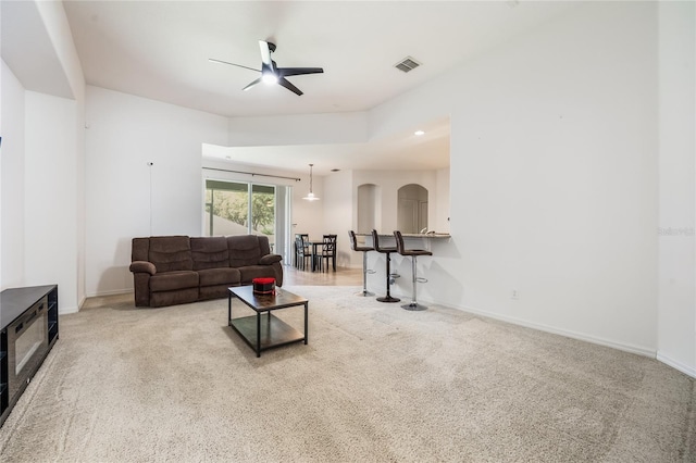 2782 Cedar Knoll Dr, Apopka, FL 32712 - carpeted living area with a ceiling fan and baseboards