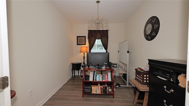 4858 Magnetite Loop, Mount Dora, FL 32757 - office featuring a chandelier and wood finished floors