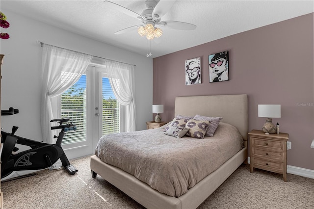 3508 Porta Romano Way, Lake Mary, FL 32746 - bedroom with access to exterior, light colored carpet, and ceiling fan