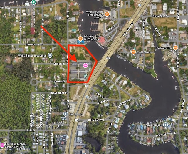 5141 Mallet Dr, Port Richey, FL 34668 - aerial overview of property's location featuring property boundaries highlighted