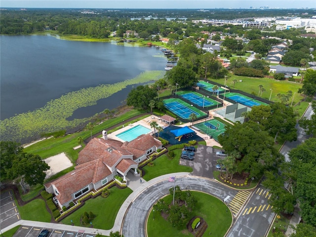 6019 Crystal View Dr, Orlando, FL 32819 - aerial view of a nearby body of water and a pool area